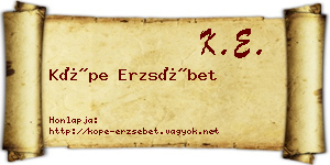 Köpe Erzsébet névjegykártya