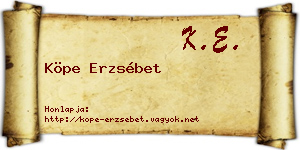 Köpe Erzsébet névjegykártya